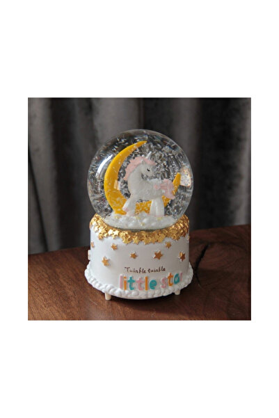 hediyeofisi Orta Boy Işıklı Ve Müzikli Renk Değiştiren Unicorn Kar Küresi