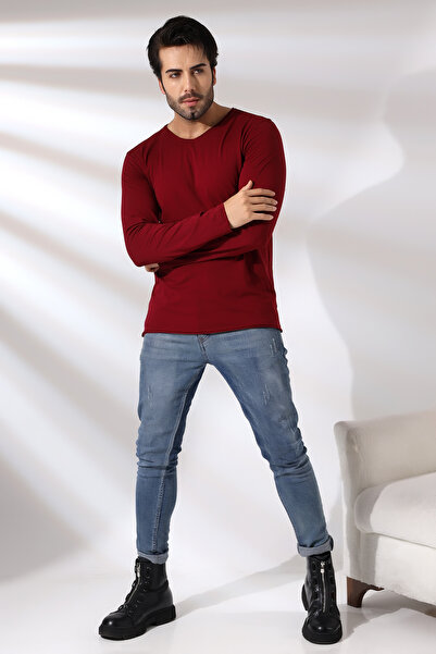 RUN RUN Tricou compact din lycra pieptănat, cu mânecă lungă, cu decolteu în V...