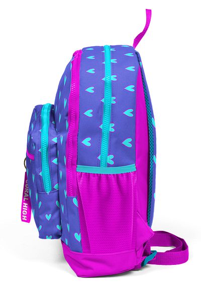 Coral High Rucsac școlar cu patru compartimente cu model inimă roz lavandă pentru copii 23706