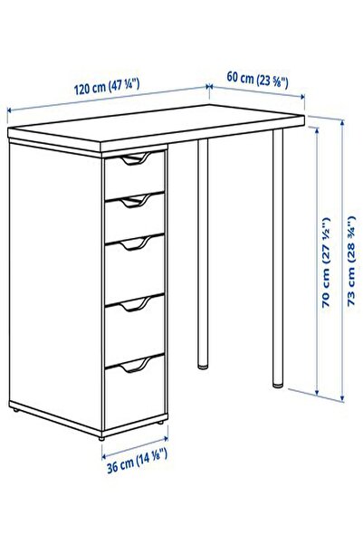 IKEA MEZURA ALEX çalışma masası, 120x60 cm, LAGKAPTEN, ADILS