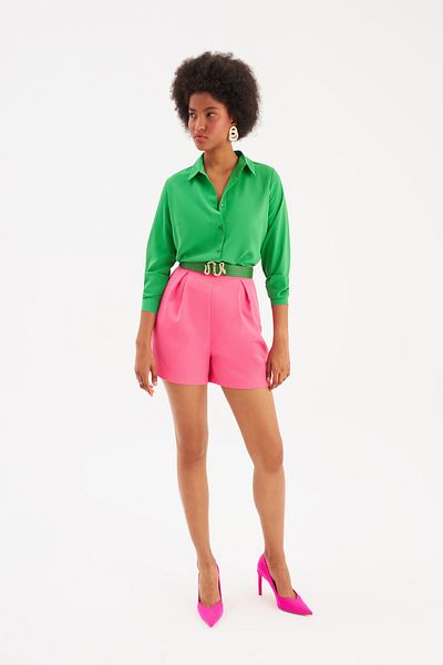 Sateen Cămașă clasică simplă - Verde