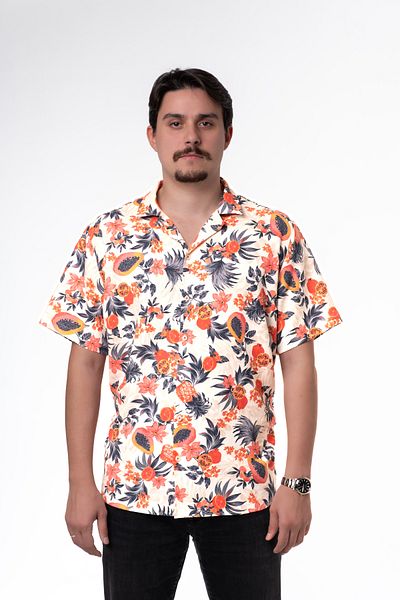 SÖR BÜLEND Plus Size Men's Linen Shirt - Short Sleeve and Printed