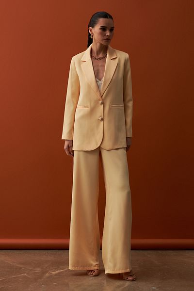 Sateen Yellow Crepe Trousers