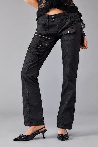 september island Alfirk Black Y2K Cargo Pants