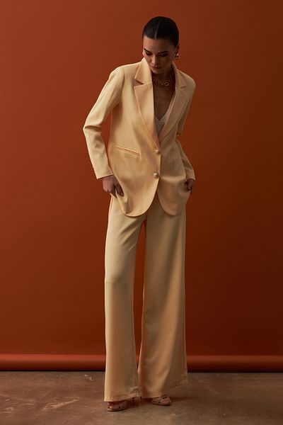 Sateen Yellow Crepe Trousers