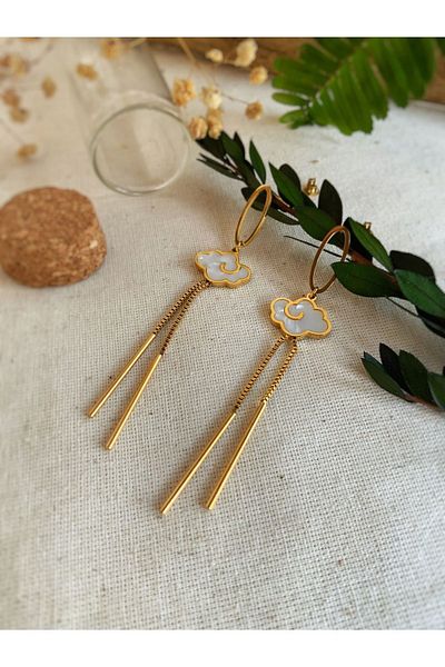 Atölye Merdiven Cloud Shaped Elegant Steel Earrings - Dangle