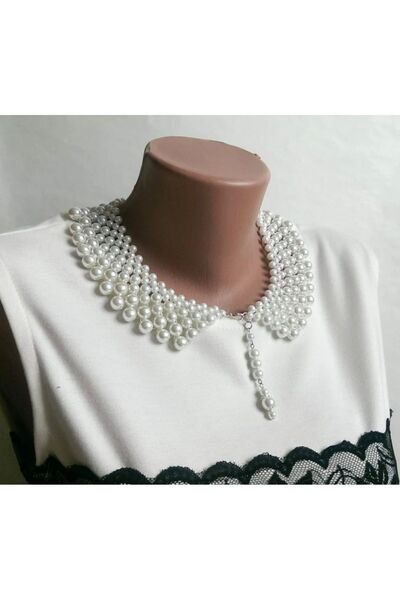 es moda shop Meyra inci yaka kolye boyunluk beyaz