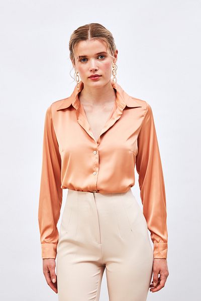 Sateen Oversize Satin Shirt - Somon