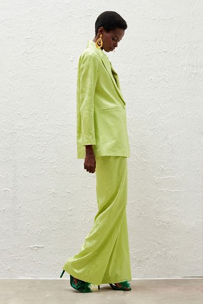 Sateen Παντελόνι με σατέν σχέδιο - Oil Green