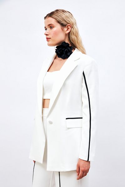 Sateen Jachetă ECRU Contrast Loose