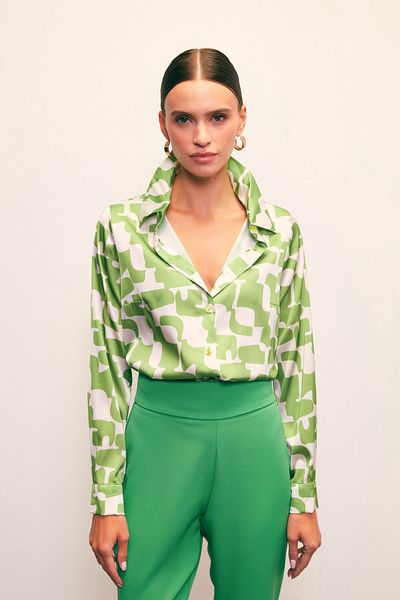 Sateen Cămașă plată cu model - VERDE