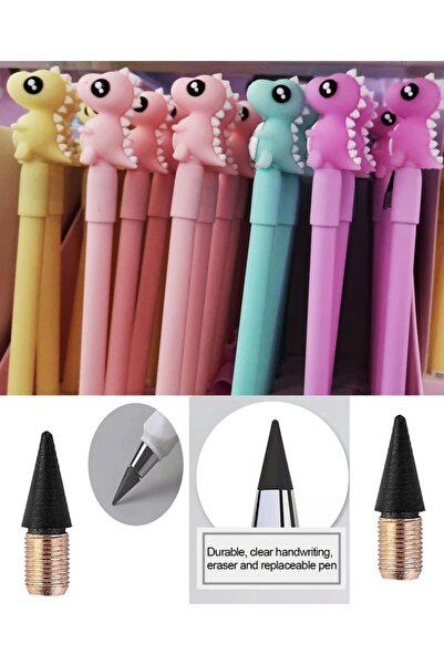 Modellino Tükenmeyen Sonsuz Kurşun Kalem Sevimli Dino Kapaklı - Renk Seçmeli ...
