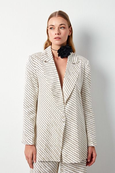 Sateen سترة منقوشة مخططة - بيج