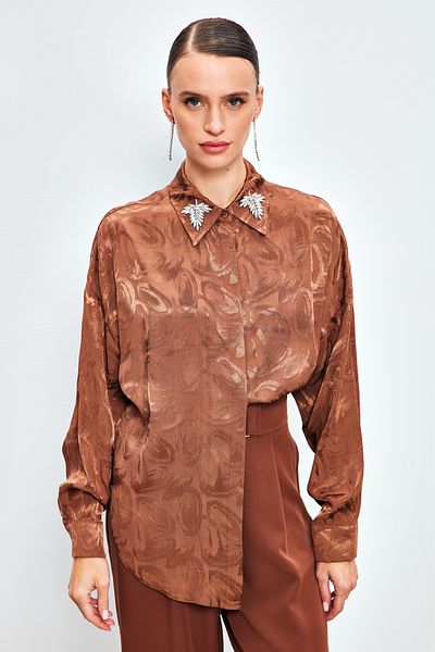 Sateen Cămașă cu model - MARO cu accesoriu pentru rever