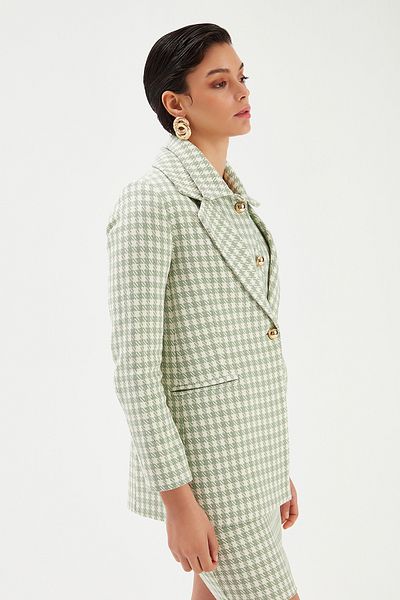 Sateen Jachetă cu model de pui de găină verde