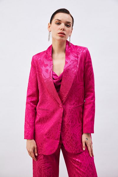 Sateen Jachetă din satin cu model - fucsia