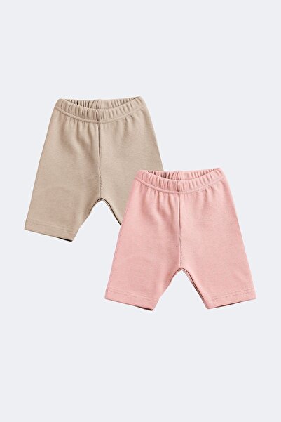 Minytrendy Bebek Çocuk 2'li Set Kaşkorse Basic Biker Tayt Fitilli Kısa Yazlık...