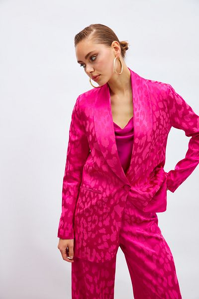 Sateen Jachetă din satin cu model lat - fucsia