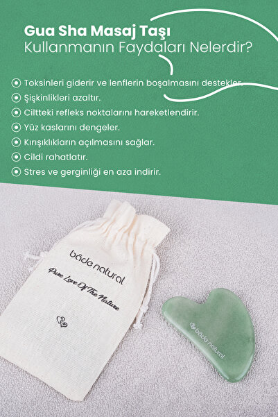 Bade Natural Yeşim Gua Sha %100 Doğal Ve Gerçek Yüz Masaj Taşı