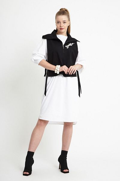 VERDA Cotton 3 Piece Dress - Embroidered with Vest