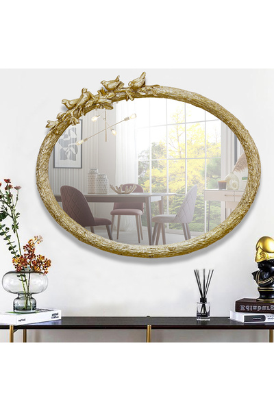 Selim Kuş Figürlü Ayna Altın