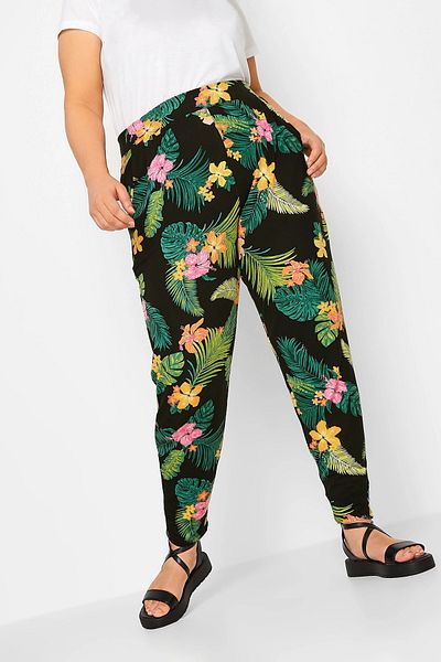 Stil Diva Large Size Skinny Leg Patterned Pocket Carrot Cut Lycra Trousers143447