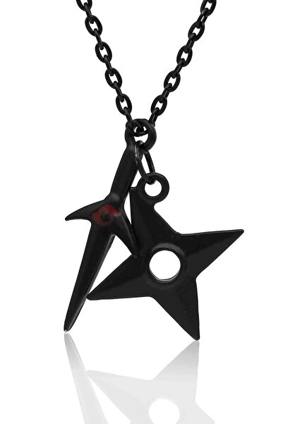 kolbi Naruto Kunai ve Shuriken Kombin Kolye - Siyah Renk Minato Kolye Klasik ...