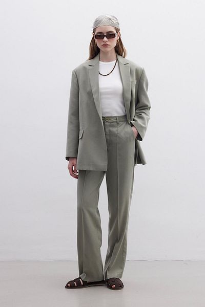 Manuka Green Natural Straight Trousers