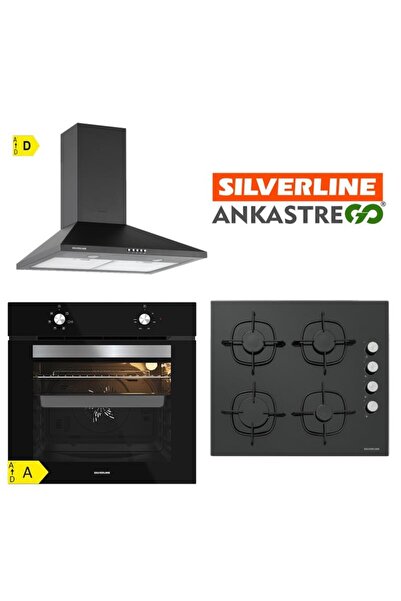 Silverline Bo65e1b01-cs5335b01-2240 Siyah Cam Ankastre Set
