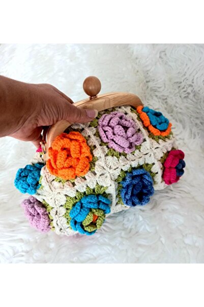 OYUNCAKPARK Çiçekli Örgü El Çantası