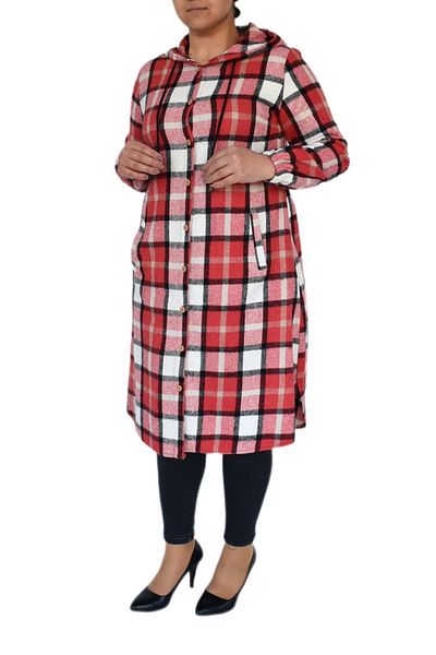 Nazal Women's Lumberjack Hooded Shirt Tunic Bgl-st02455