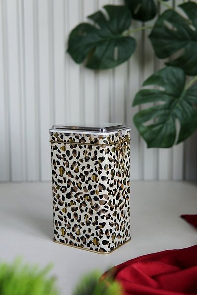 EVLE Er048-v4 Leo Patterned Rectangular Metal Storage Container 8x10 Cm