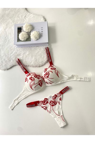 MAVEA Stoned Floral Padded Bra Set