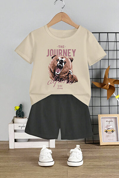 MYADA Putovanje napisano Divlji medved Štampano Dječji set od 2 - okrugla kra...