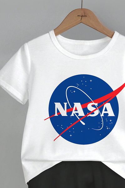 MYADA Unisex Kids Set - Crew Neck, Elastic Shorts, Nasa Printed Set of 2 12445