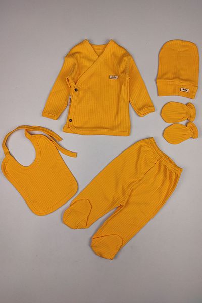 Peki Newborn Add 5 Baby Hospital Zibin Gloves - 5-piece Gift Set with Snap Fasteners and Booties 15150