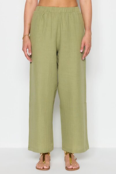 C&City Organikus pamut muszlin ingnadrág szett 9123 khaki