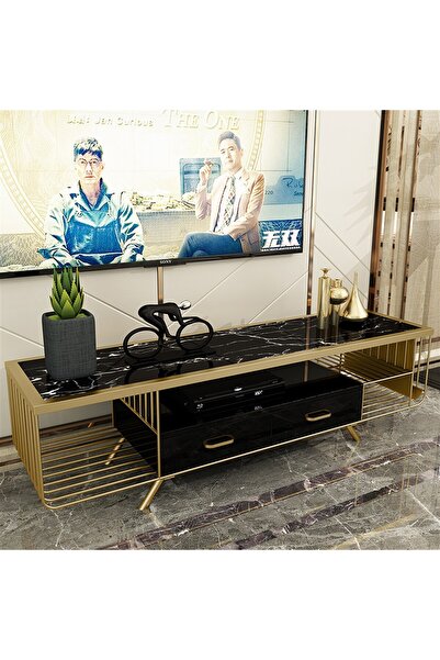 Püff Konsept Sanat & Dekorasyon Ase Siyah Tv Ünitesi