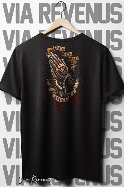 Vordevia Tricou negru supradimensionat - decolteu, imprimat pe spate