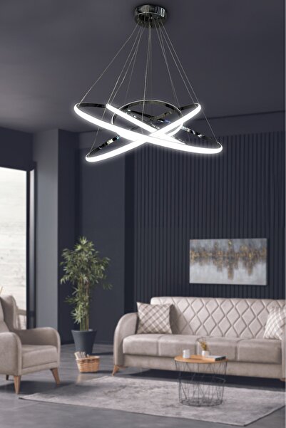 RSCOLLECTIONS 30/40/50/60/Siyah Pianoblack Kasa Beyaz Işık Ledli Avize