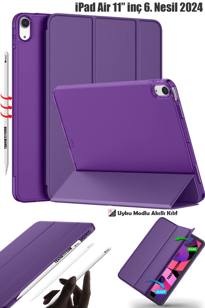 TEKNETSTORE Ipad Air 6 11 Inç 2024 Uyumlu Tablet Kılıfı Ince Tasarım Standlı Akıllı Kapak