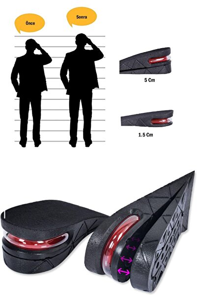 St Morritz Gizli Boy Uzatıcı Ayak Tabanlık 5 cm Boy Uzatma Tabanlığı Ayakkabı İçi 2 Kademeli Topuk Yükseltici