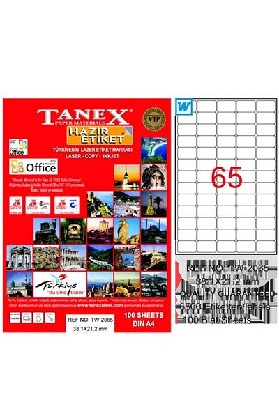 Tanex Laser Label 100 Yp - 38.1X21.2 Tw 2065/Tanex Laser Copy Inkjet