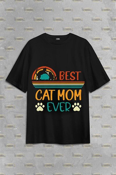 PENTHİLUS BEST CAT MOM EVER - Μπλουζάκι με στάμπα μπροστά