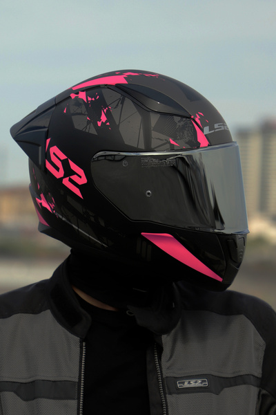 LS2 Rapıd 2 Race Palımnesıs Mat Siyah-Pembe Kask 2
