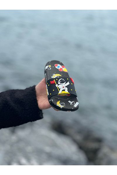 Bold Boutique Papuci pentru copii cu detalii astronaut - talpă anti-alunecare, pentru baie de plajă și piscină de mare
