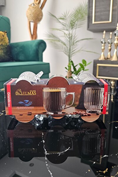 Gülümseten Avm طقم 6 فناجين قهوة تركية بمقبض زجاجي