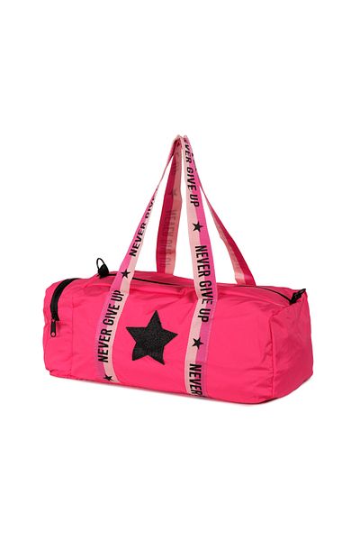 ICONE BAG Geantă sport roz pentru fete - Imprimată cu stele, buzunar lateral și detaliu cu fermoar