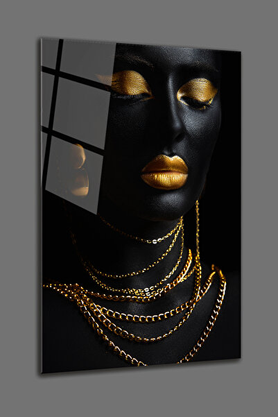 BV DEKOR ΓΥΑΛΙΝΗ ΤΡΑΠΕΖΑ ΜΕ ΘΕΜΑ ΜΑΥΡΗ ΓΥΝΑΙΚΑ - ΧΡΥΣΟ ΜΑΚΙΓΙΑΖ ΓΥΑΛΙΝΗ ΤΡΑΠΕ...