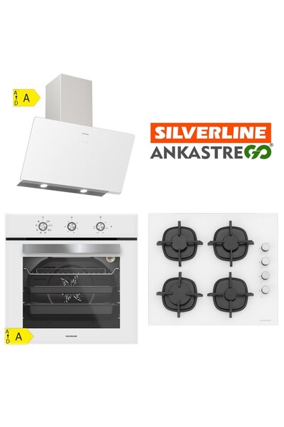 Silverline Beyaz Cam Ankastre Set (3457 Soho 60+cs5343w01+bo6503w01)